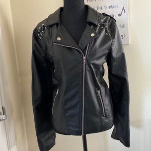Leather look biker jacket